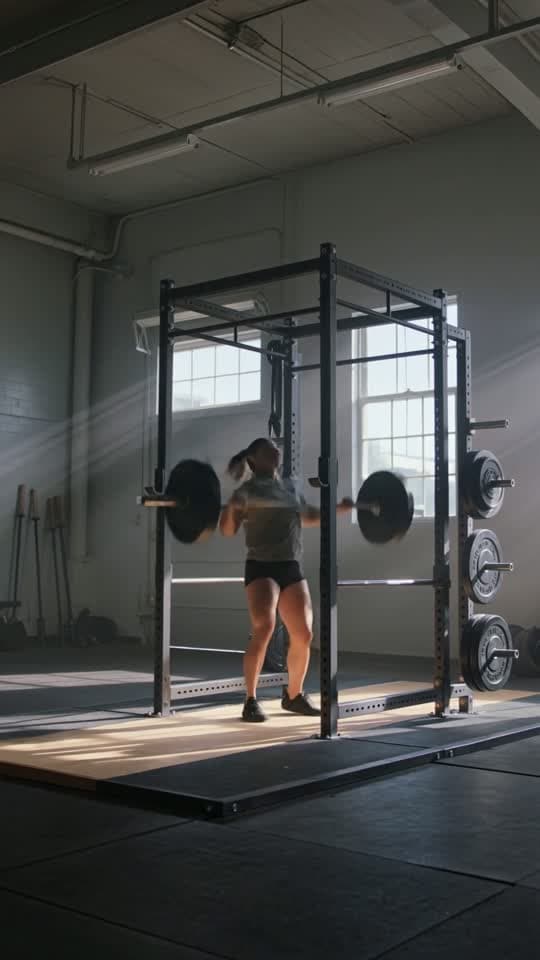 A library frame of a trainer-and-equipment scene used as the inset in the fitness-tip workflow