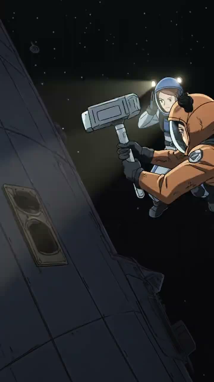 A dark deep-space scene with a lone figure, from a ReelDouble sample reel