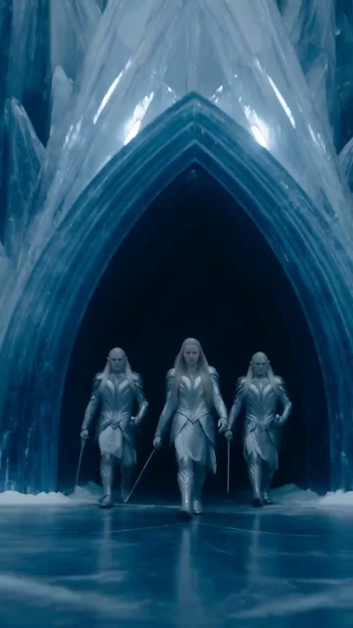 An ice-elves scene used as a probe render for the finished-minute comparison against Luma Ray 2